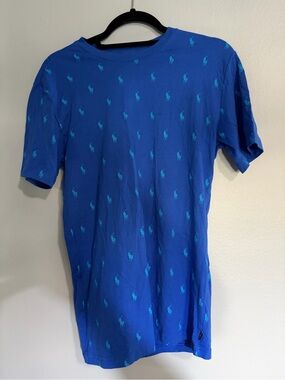 Polo by Ralph Lauren Blue Crewneck T-Shirt with Teal Polo Pony Embroidery